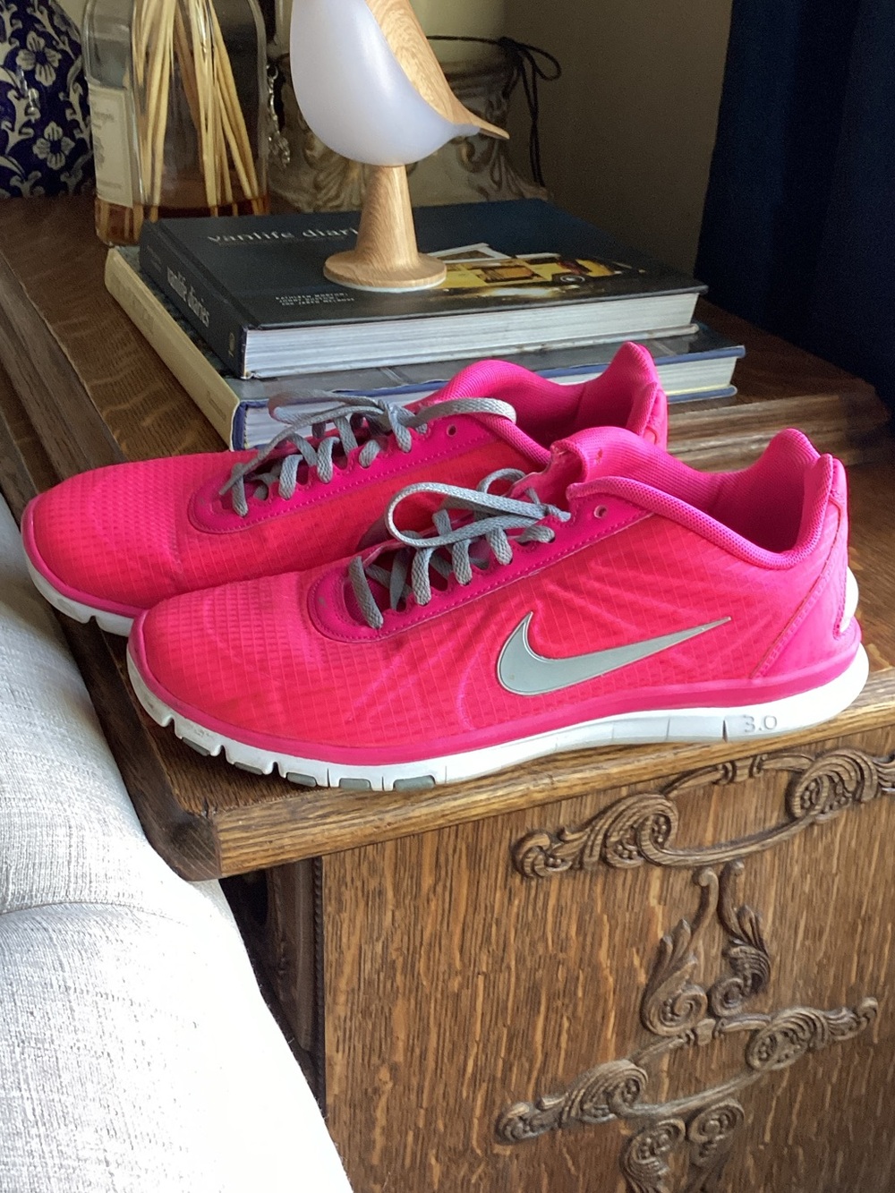 Nike Bright Pink Women’s Athletic Sneakers with Silver Swoosh - Picture 3 of 6